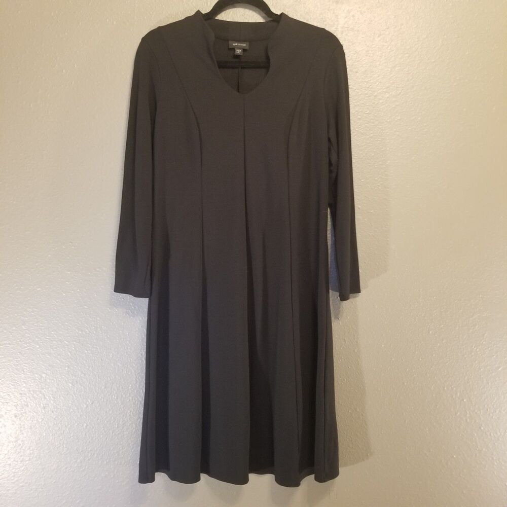 J. Jill Wearever MP Petite Black Dress Long Sleeve Pleated Classic Career Office